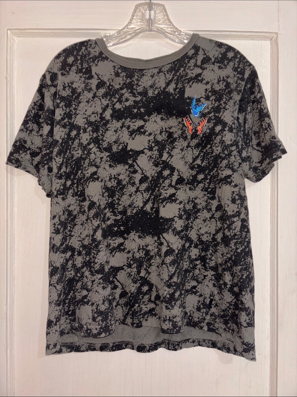 Black/dark green T shirt butterfly design